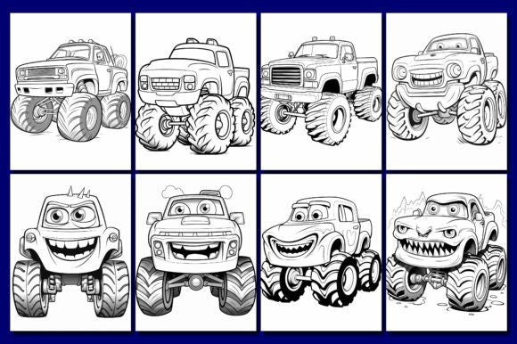 Monster Truck Coloring Pages Mega Bundle 1500+| Printable Activity Book for Kids, Fun Vehicle Designs, Instant Download PDF - PNG - JPG