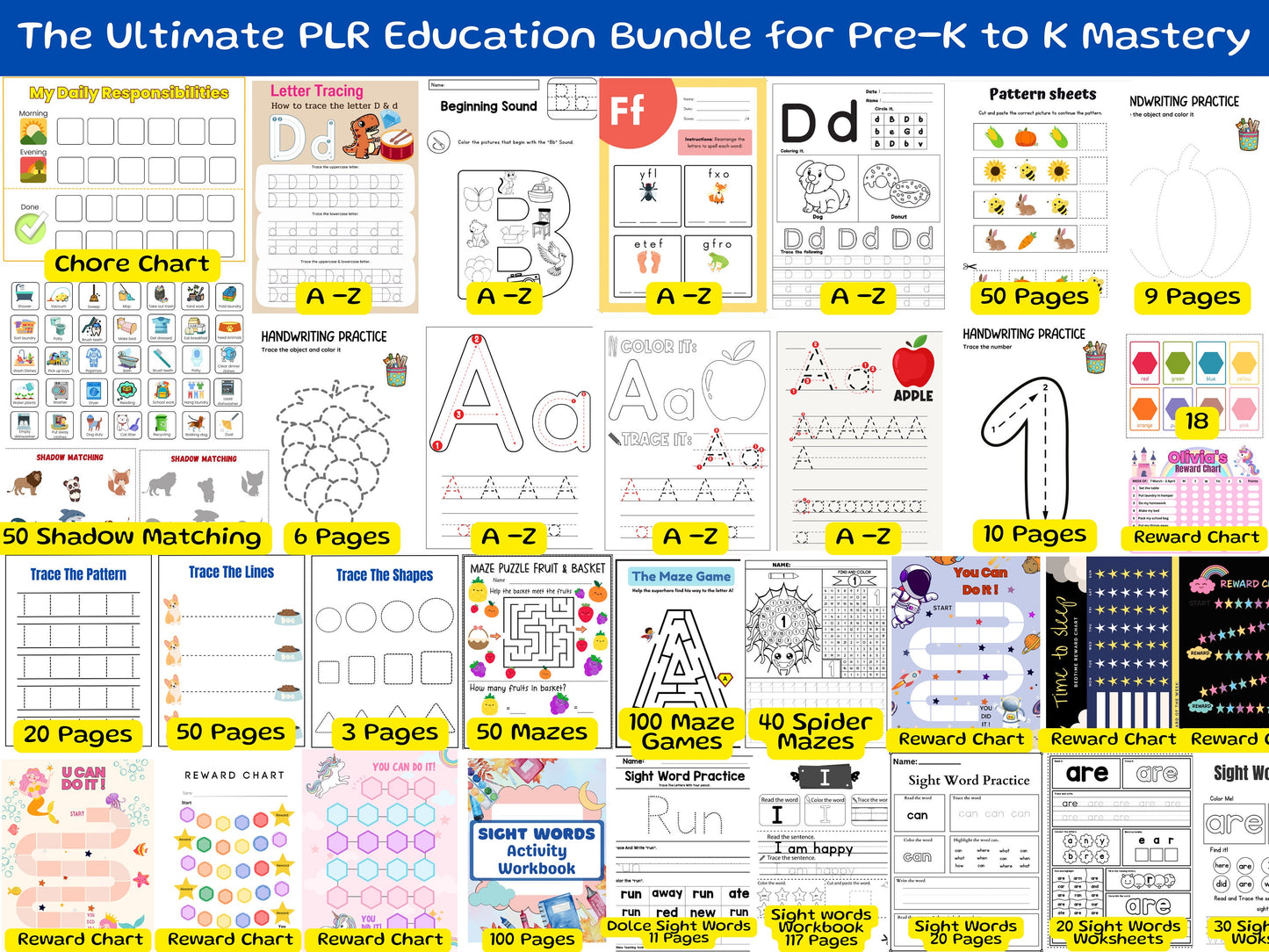 PLR 15000 Educational Kids Resources Bundle | Children's Learning Bundle | Educational Resources for Kids | Printable Activity Worksheets
