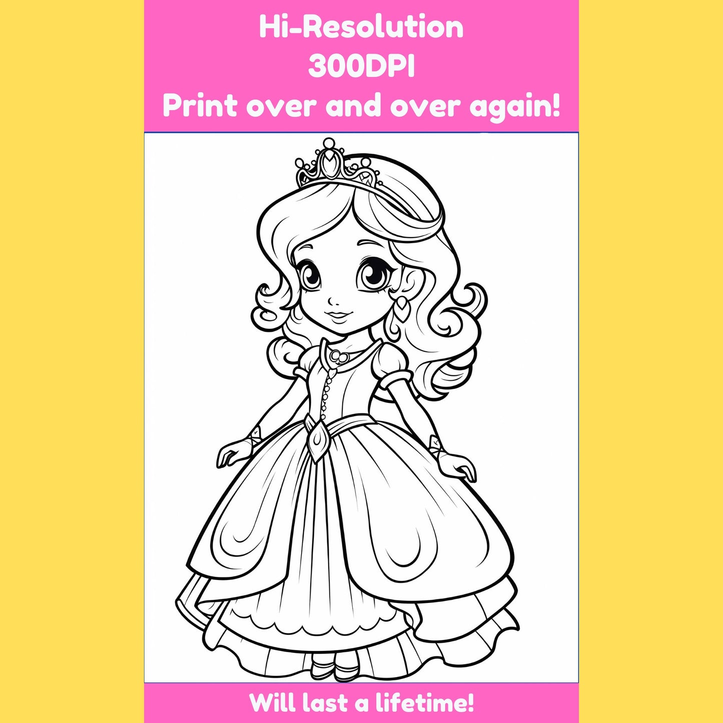 700 Princess Coloring Pages | Easy Kids Coloring Pages | Coloring Activity | Fun & Educational Printable Coloring Books | Digital Download
