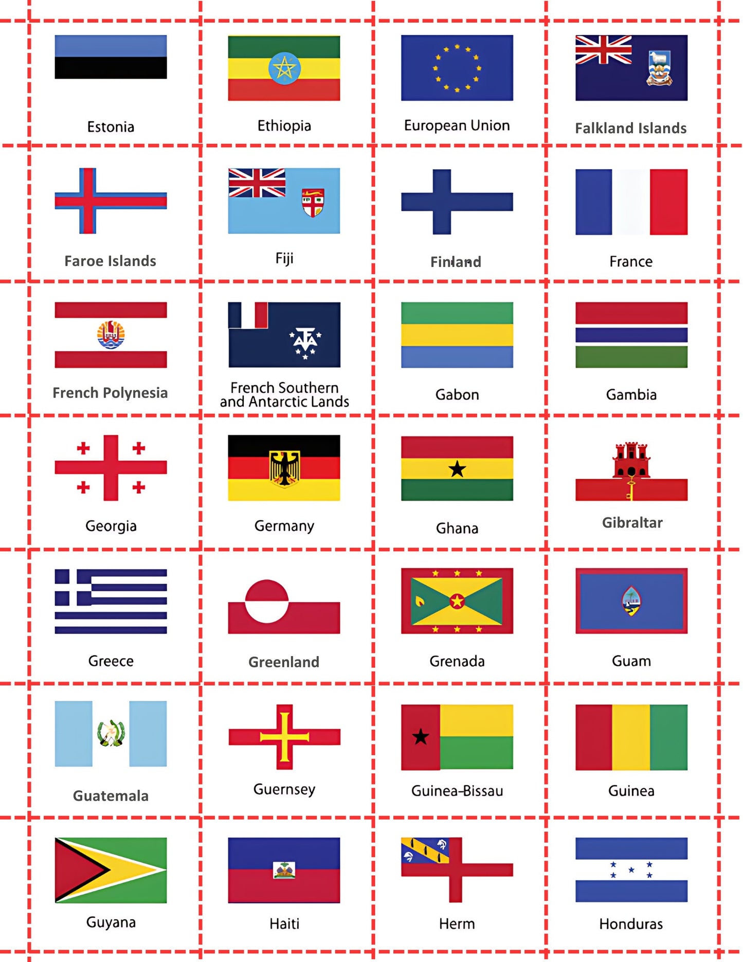 PLR 296 Country Flags Flash Cards - Country & Union Flags w/ Names, Vector Designs for Print, School Projects, Clip Art Ready To Print