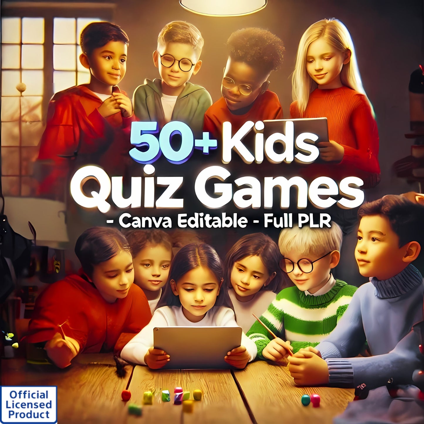 PLR 50+Kids Quiz Games Canva Editable | 50 Storybooks MRR Educational Bundle | Rebrand & Resell | No Design Skills Needed | Instant Download