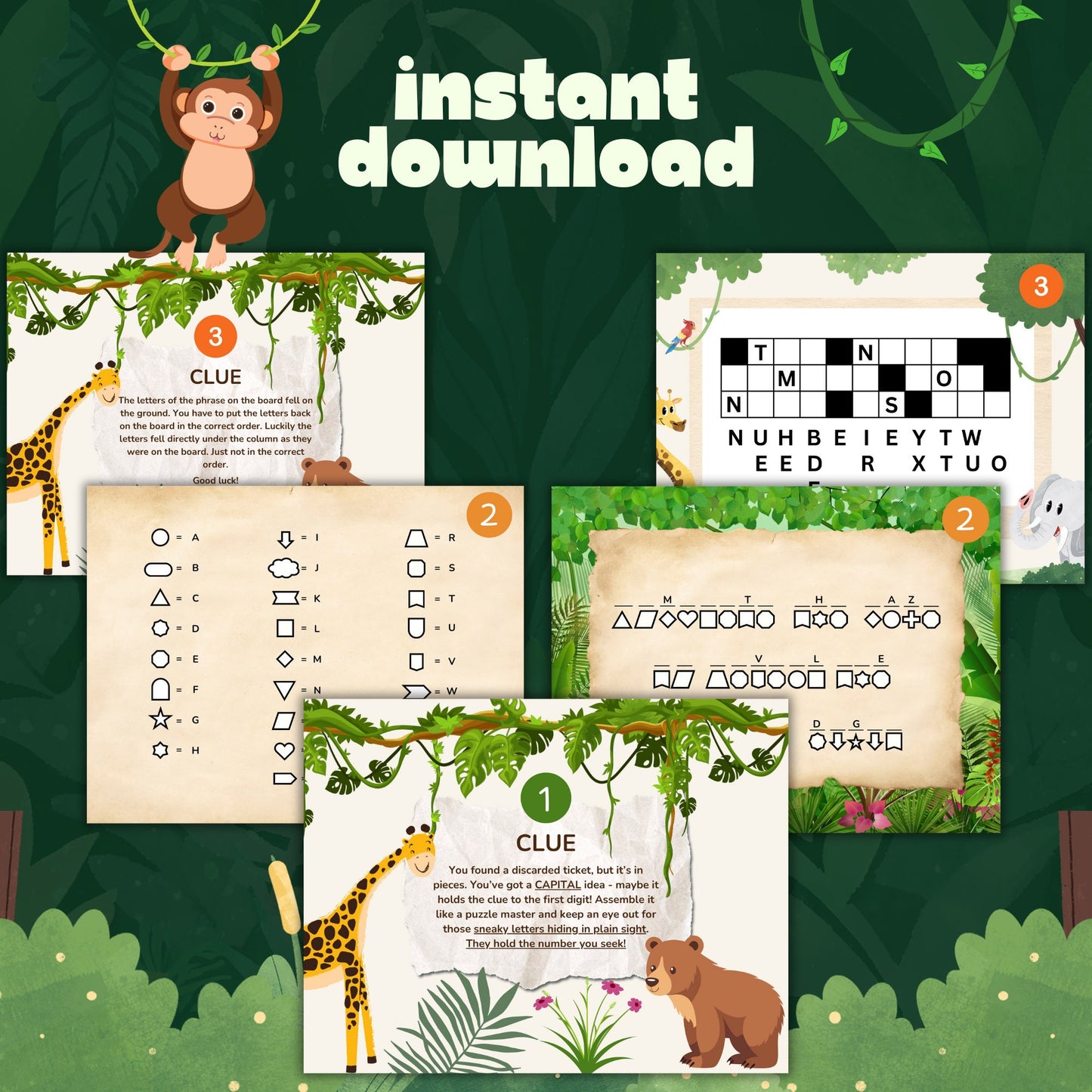 Zoo Escape Room Adventure for Kids | Fun Educational Printable Activity | Animal Themed Puzzle Game for Children's Parties & Playdates