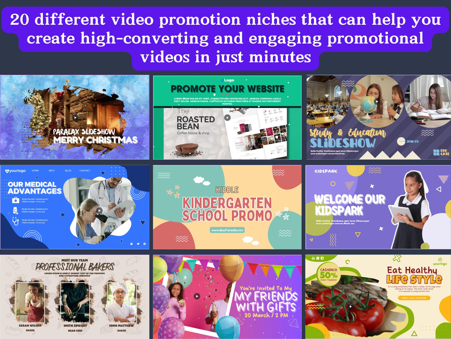 PLR 50 Canva Small Business Promo Video Templates - Editable Canva Templates Easy Customization | Bonus 240 Video Templates Social Media Kit