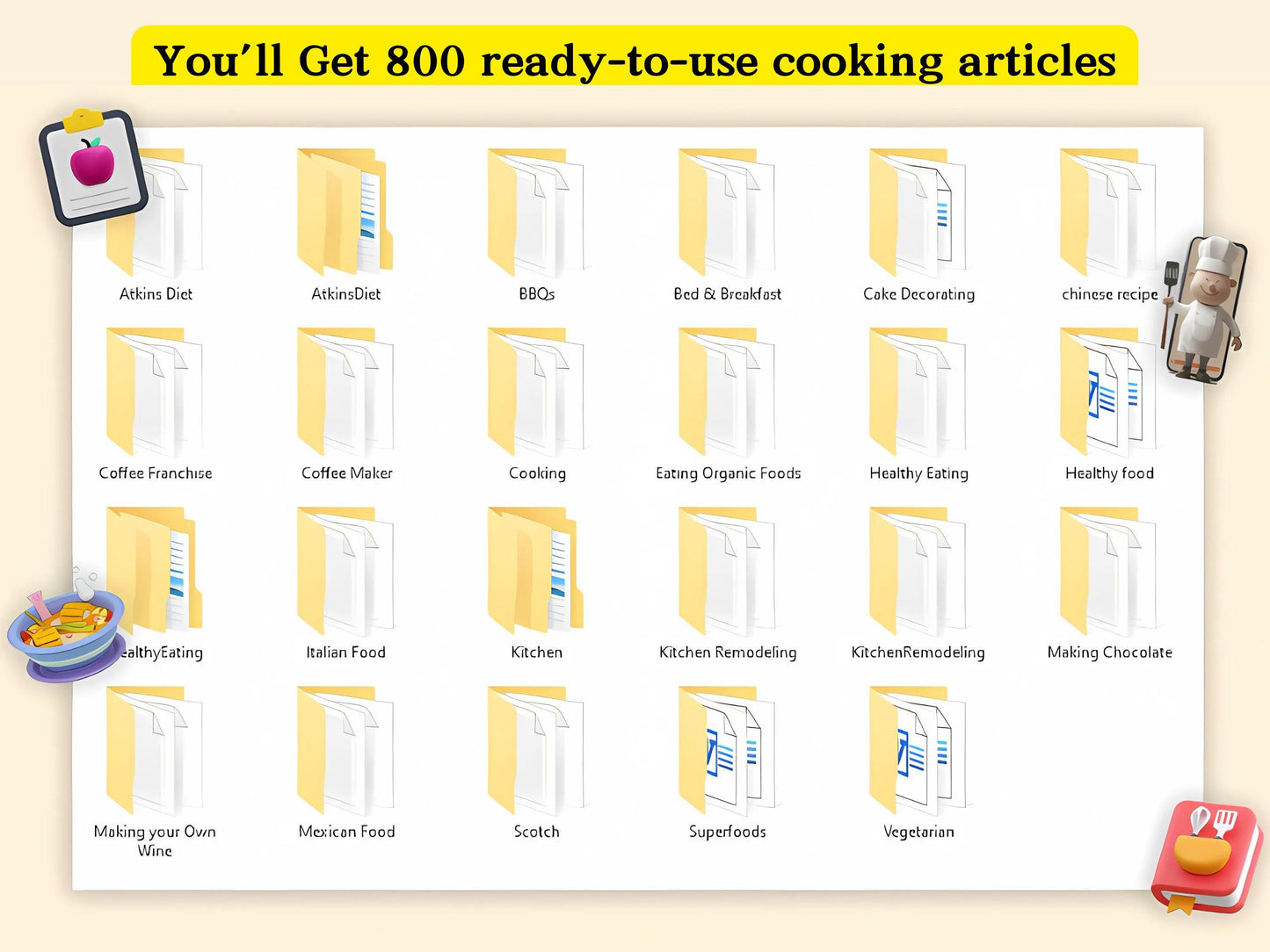 PLR Cooking Videos w/ Unrestricted Private Label Rights – 200 HD Cooking Videos, 50 Recipe Ebooks & 800 Articles – Master Resell Rights, MRR