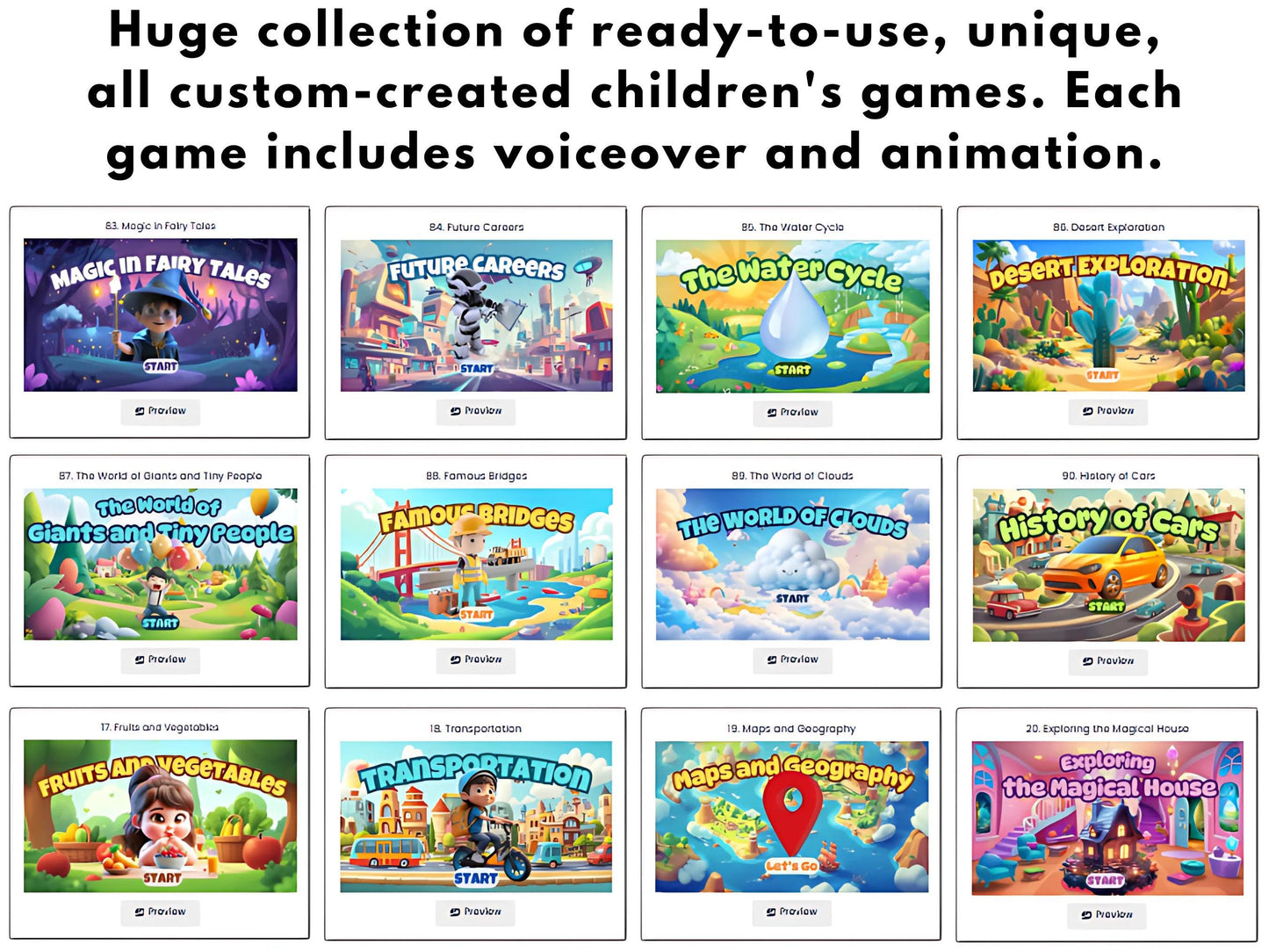 PLR 90 Kids Quiz Games w/ Voiceover & Animation, PLR mrr License, Canva EditableTemplates for Easy Customization | Master Resell Rights, MRR