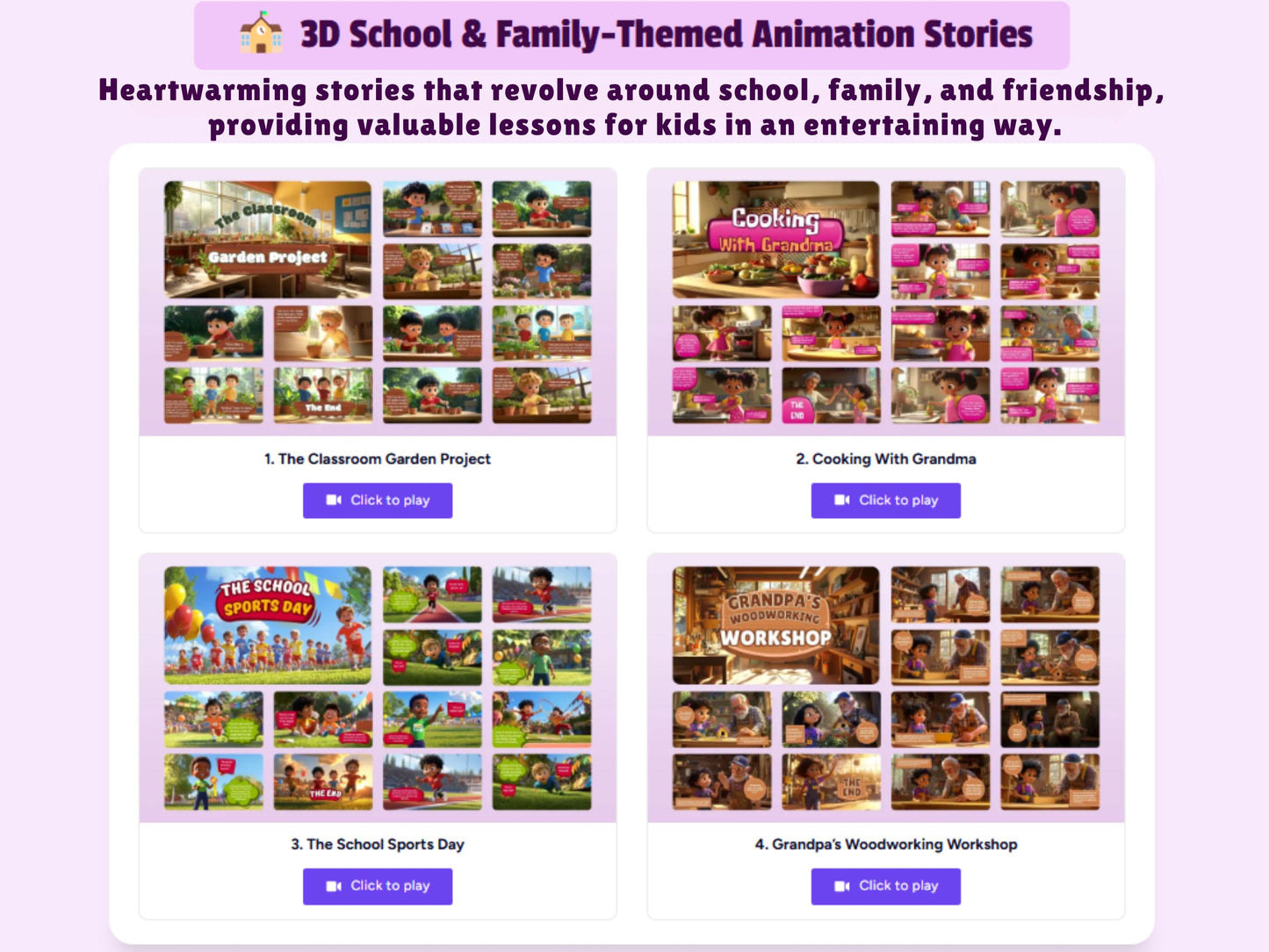50+ Pixar-Style Animated Videos with Voiceovers, Canva Editable, Commercial Use PLR Rights, Marketing Tools & Engaging Content for Kids!