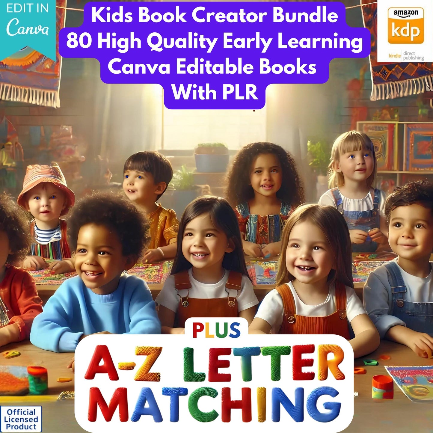 PLR A-Z Letter Matching Activity | Editable Canva Templates for Teachers, Parents & Entrepreneurs | Bonus Kids Book Creator | Early Learning