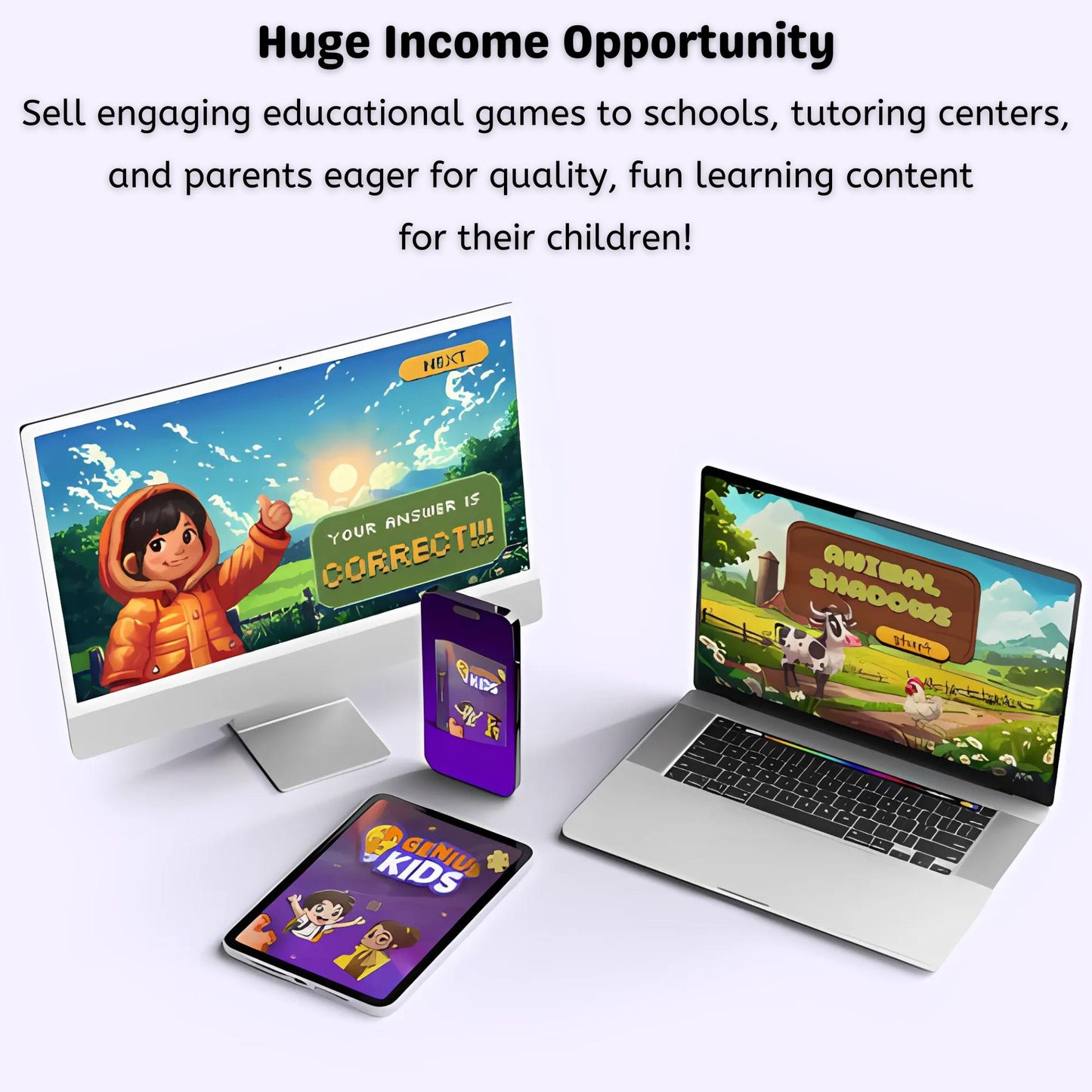 Kids Game Builder Bundle – 14 Editable Quizzes w/ Voiceovers - 55 Science Storybooks | Rebrand & Sell for 100% Profit | Commercial License