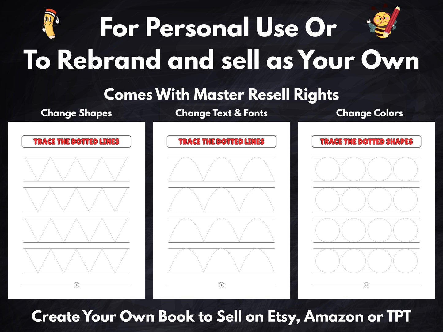 MRR Product Pencil Control Tracing Templates Level 1 | 30 Editable Canva Pages | Early Learning Shapes Tracing | Kids’ Book Creator’s Bundle