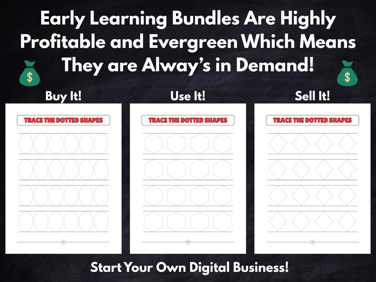 MRR Product Pencil Control Tracing Templates Level 1 | 30 Editable Canva Pages | Early Learning Shapes Tracing | Kids’ Book Creator’s Bundle