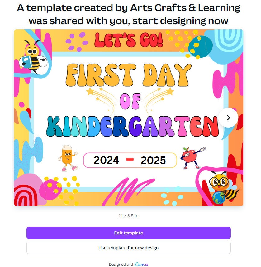 PLR First & Last Day of School Editable Signs Bundle: Canva Templates for Kindergarten - 12th Grade | Customizable Back to School Printables