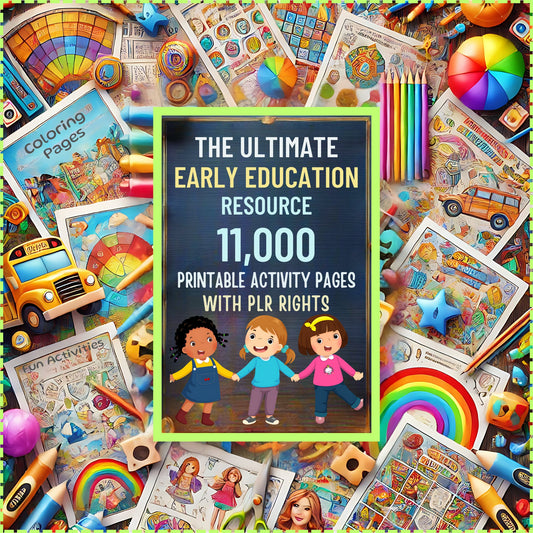 PLR 11,000+ Preschool Pre-K & Kindergarten Printable Bundle: Activity Worksheets, Coloring Pages, Dot to Dot, Tracing, Alphabet, Site Words