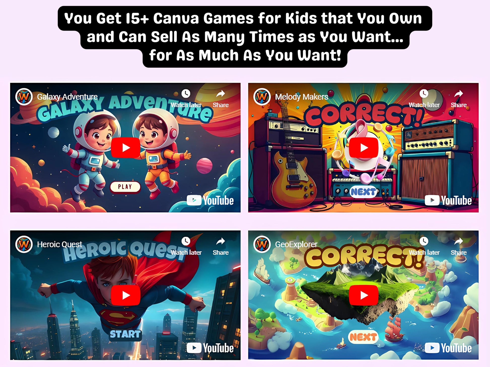 PLR 15 Kids Canva Games | Editable Templates | Rebrand, Customize & Sell | Private Label Rights, MRR, Kids PLR Content, Master Resell Rights