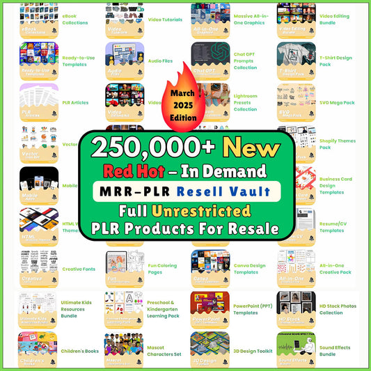 Ultimate MRR PLR Mega Bundle – 250,000+ Done For You Digital Products w/ Full Unrestricted Resell Rights – Best Selling Resale Products