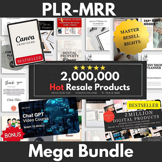 PLR-MRR 2 Million Digital Products With Unrestricted Master Resell Rights - eBooks, PLR Articles, Coloring Pages, Kids Activities & Software